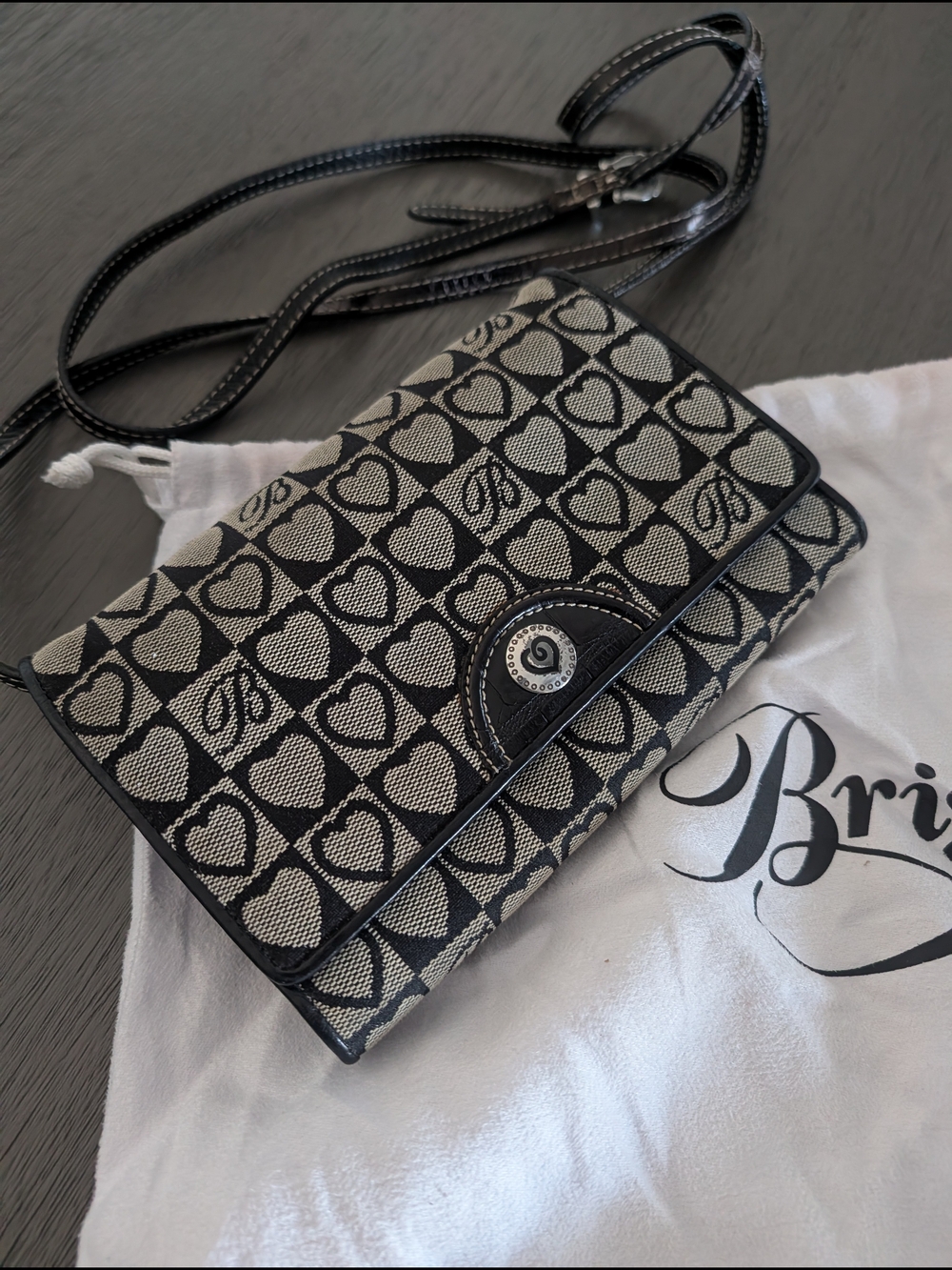 Brighton B & Hearts Crossbody Organizer Wallet Purse